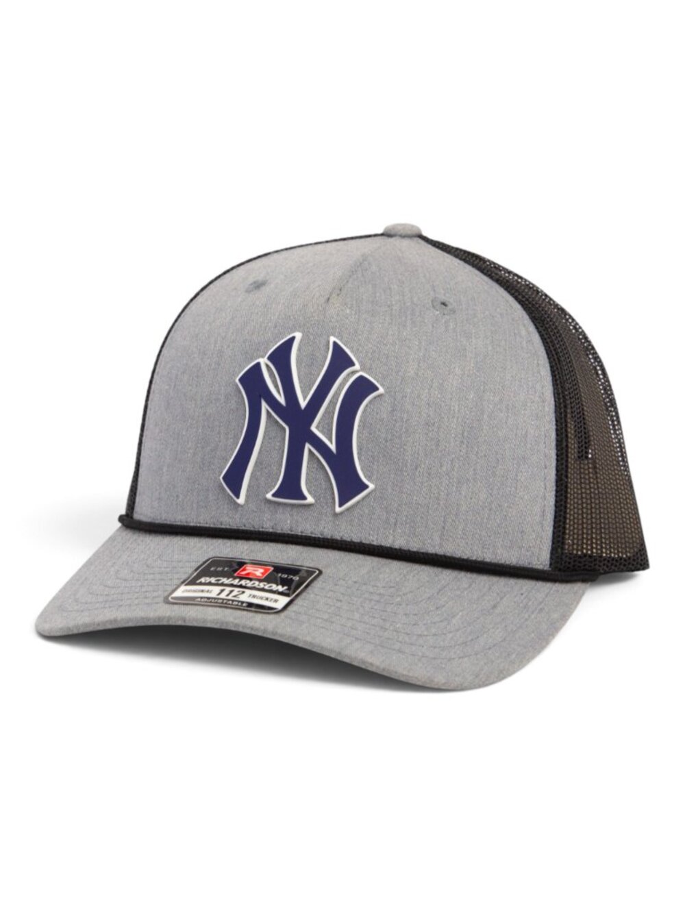 New York Yankees NY Navy 3D Snapback Trucker Rope Hat- Heather Grey/ Black